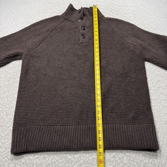 Banana Republic Wool Blend Sweater Men XL Tall Brown Henley Ribbed Knit Pullover - Picture 5 of 6